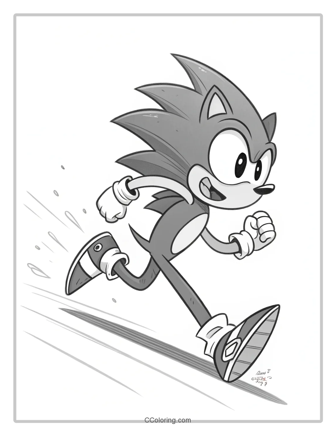 Monochrome Sonic Scenes Classic High Speed Poses with Bold Outlines