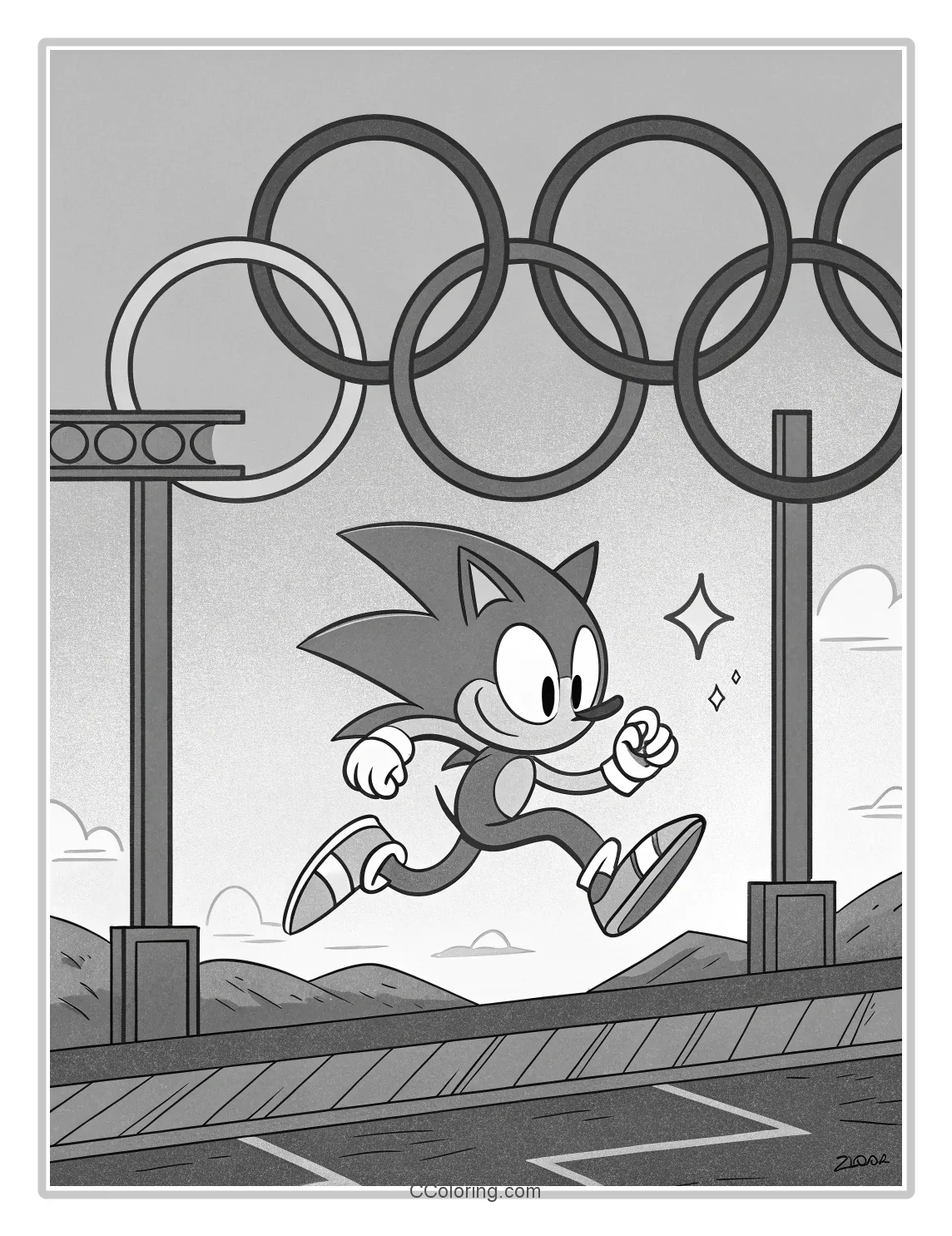 Monochrome Sonic Scenes Simple  High Energy Poses with Classic Elements