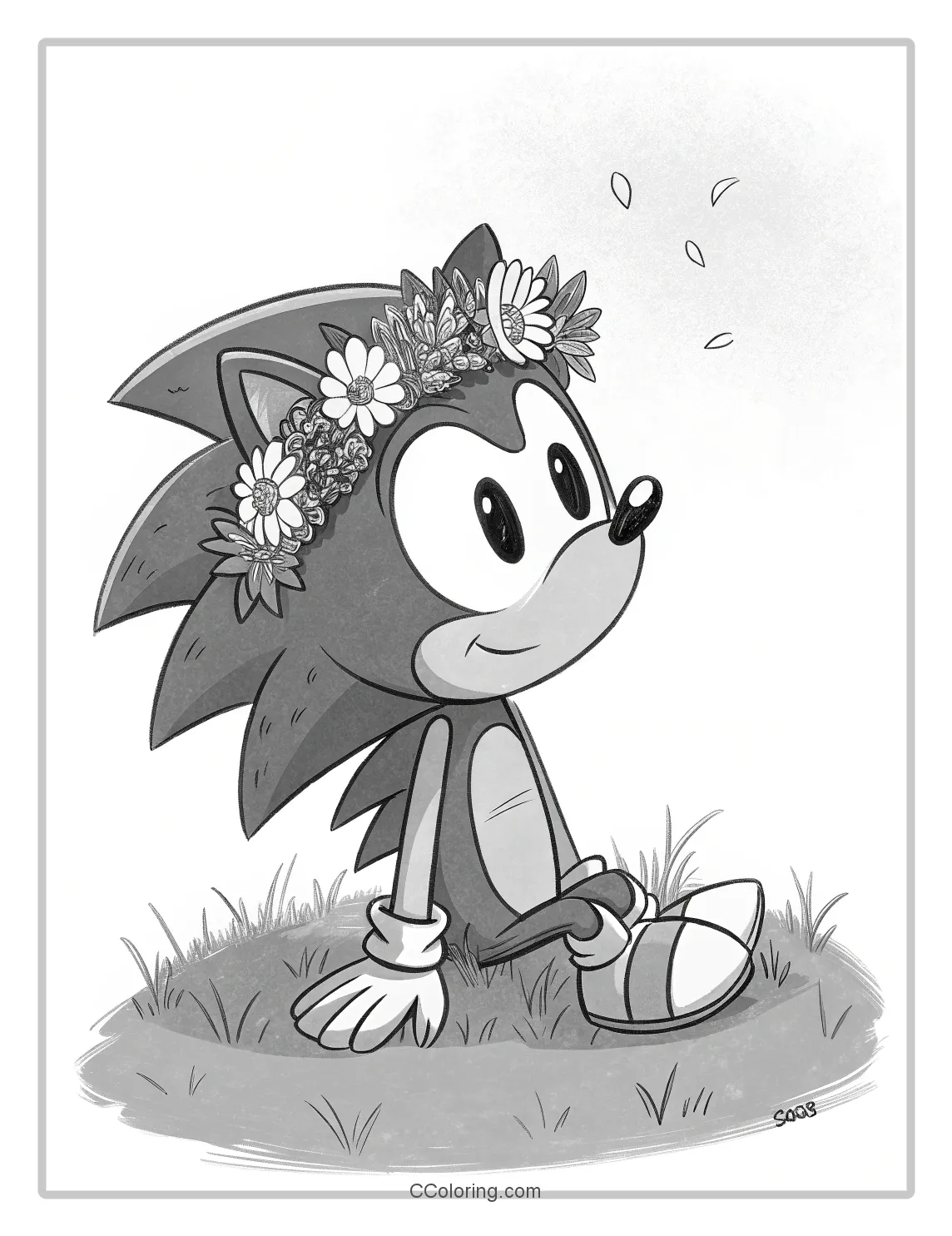 Monochrome Sonic Scenes Simple Character Flower Crowns