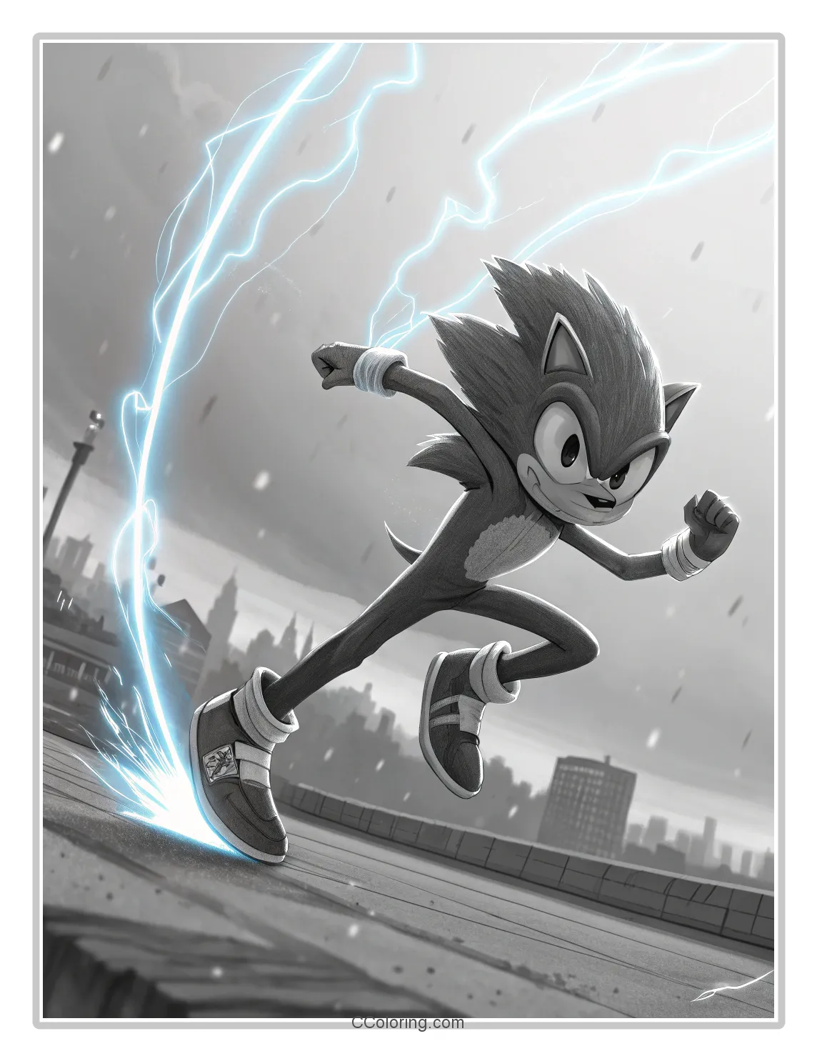 Monochrome Super Sonic Scenes with Dynamic Action Stances
