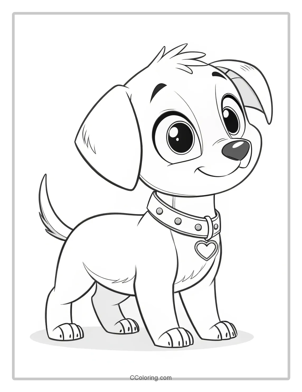 Puppy Coloring Pages with Minimalist Cartoon Design