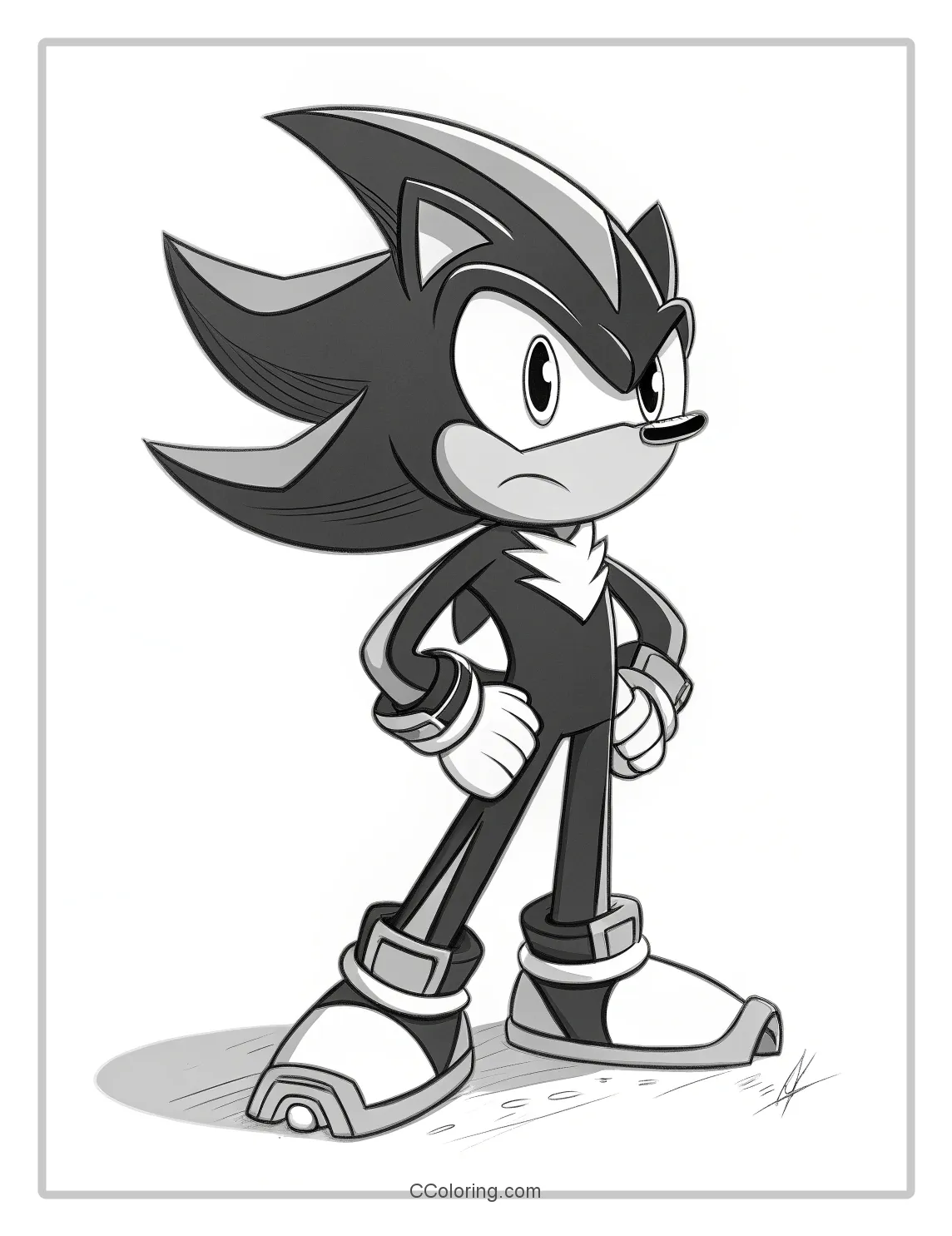 Shadow the Hedgehog Coloring Pages Classic Poses