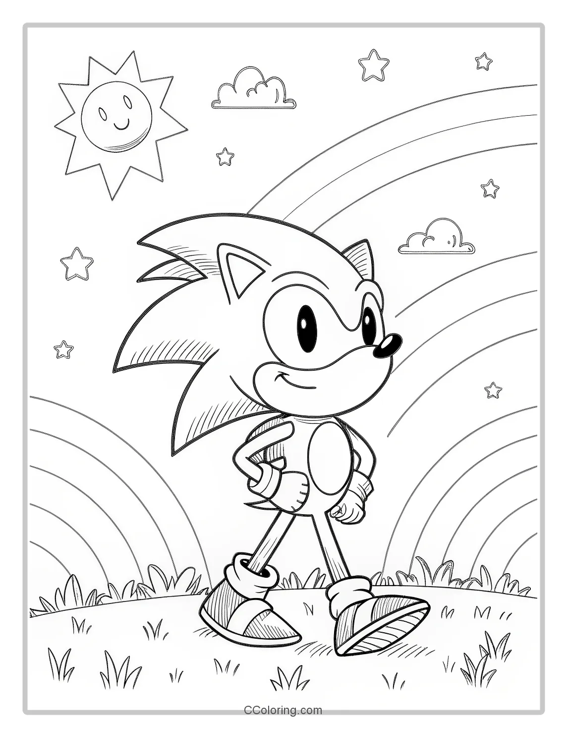 Super Sonic Coloring Pages Basic Bold Outlines