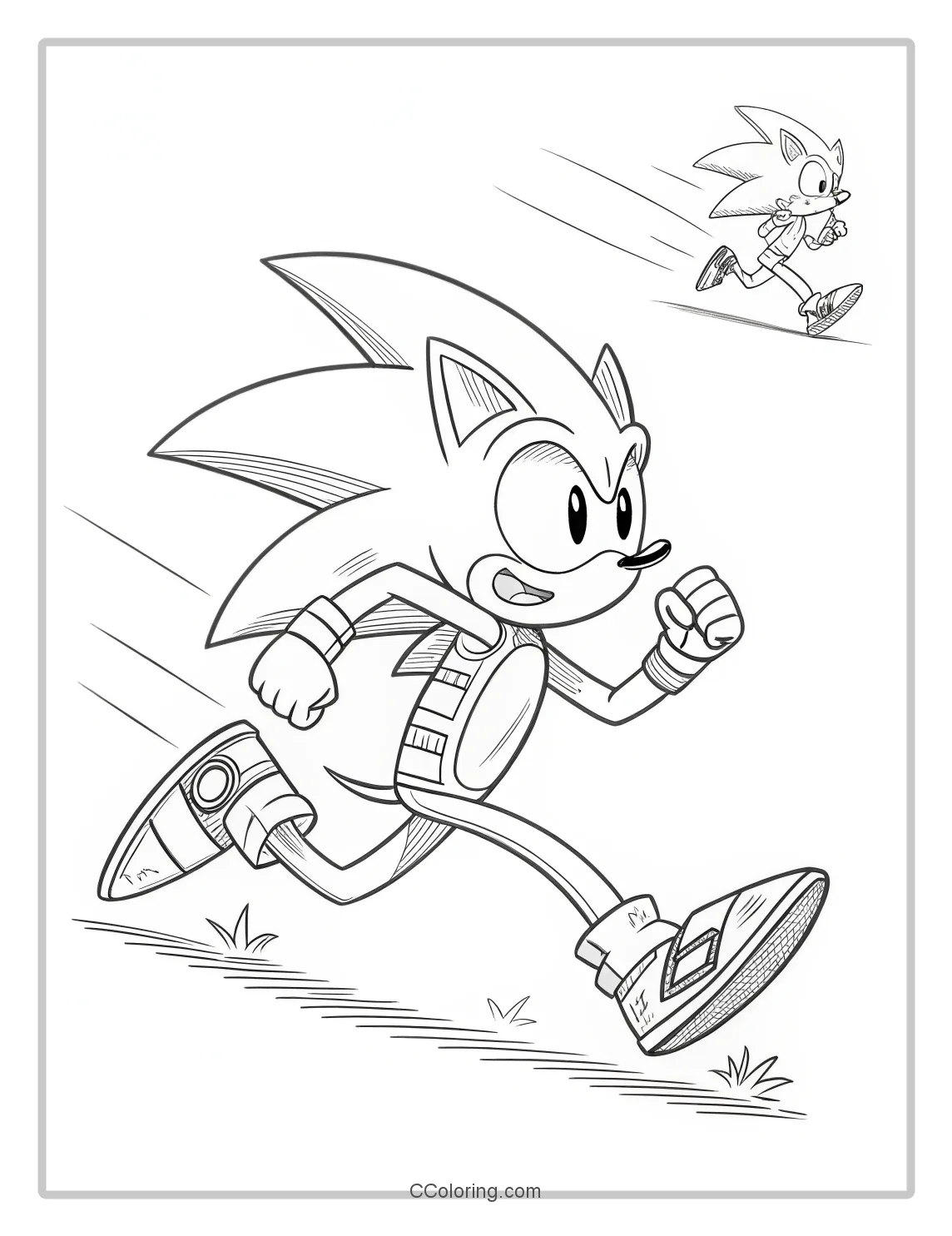 Super Sonic Coloring Pages Black and White  Black and White with Basic  Dynamic Movement