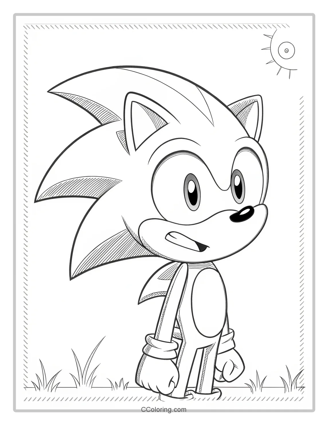 Super Sonic Coloring Pages Black and White  Black and White with Simple  Expressive Expressions