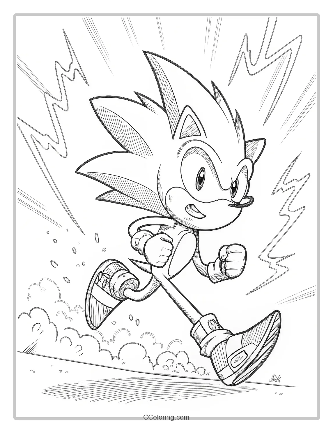 Super Sonic Coloring Pages Black and White  Black and White with Simple  High Energy Effects