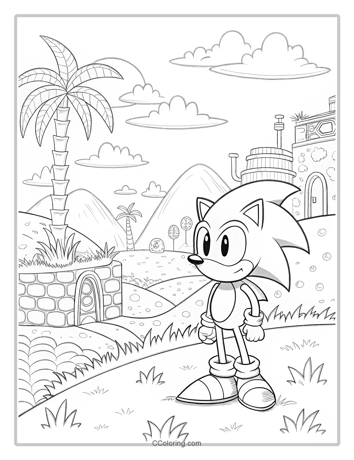 Super Sonic Coloring Pages Black and White with Classic Adventure Themes