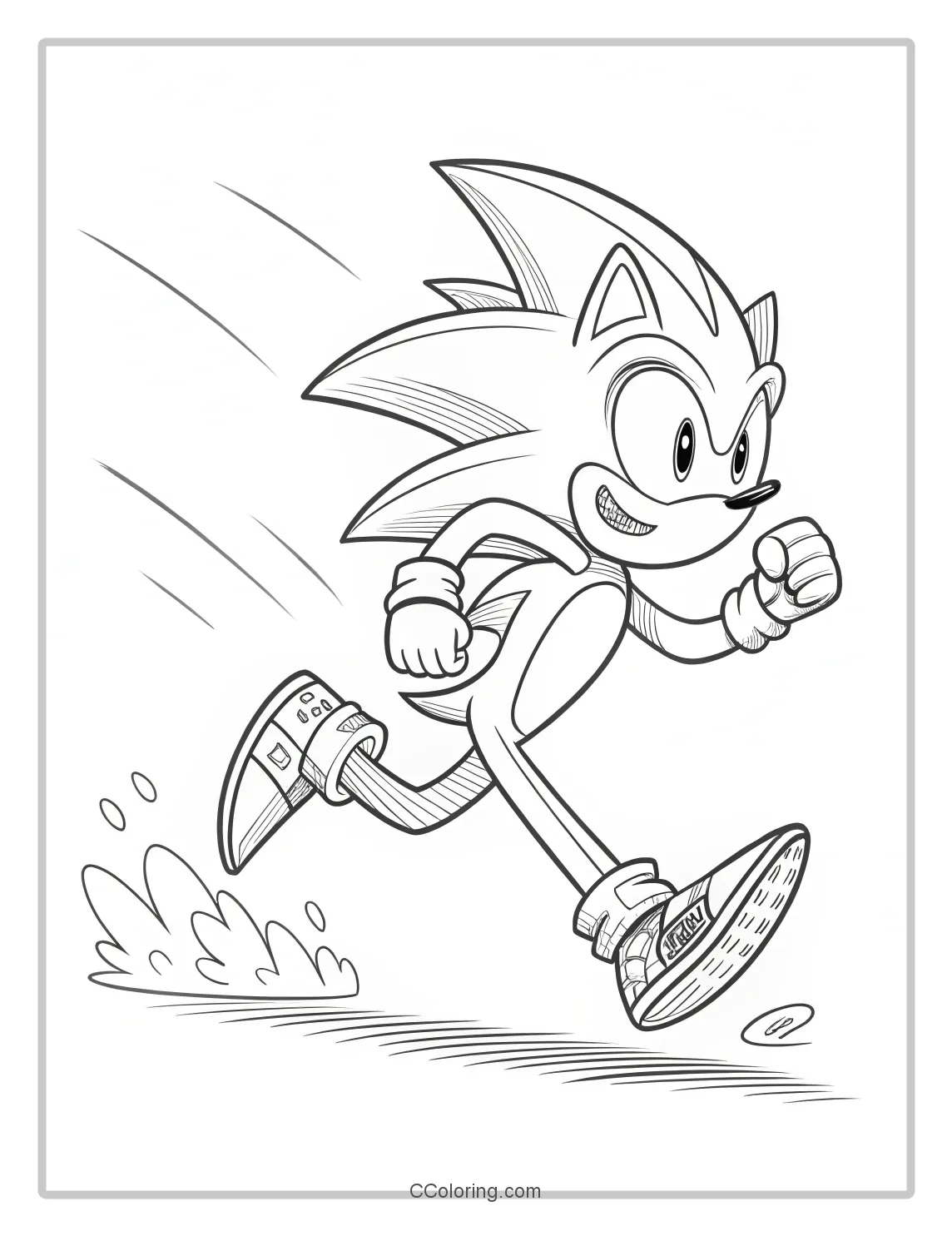 Super Sonic Coloring Pages Black and White with Dynamic Movement