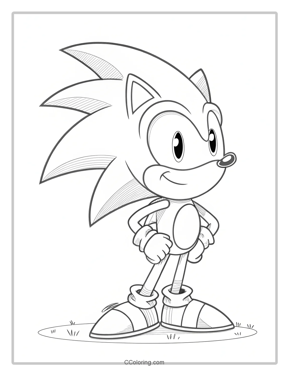 Super Sonic Coloring Pages Black and White with Minimalist Design