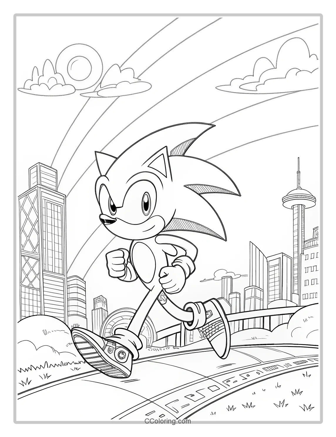 Super Sonic Coloring Pages Black and White with Modern  Streamlined Designs