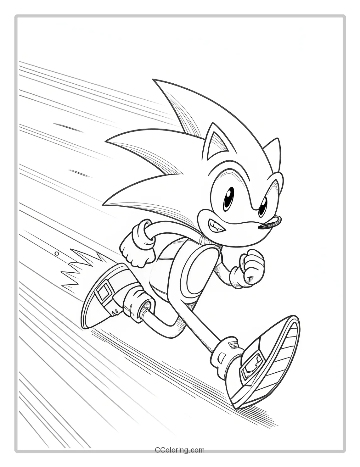 Super Sonic Coloring Pages Black and White with Simple  High Speed Effects