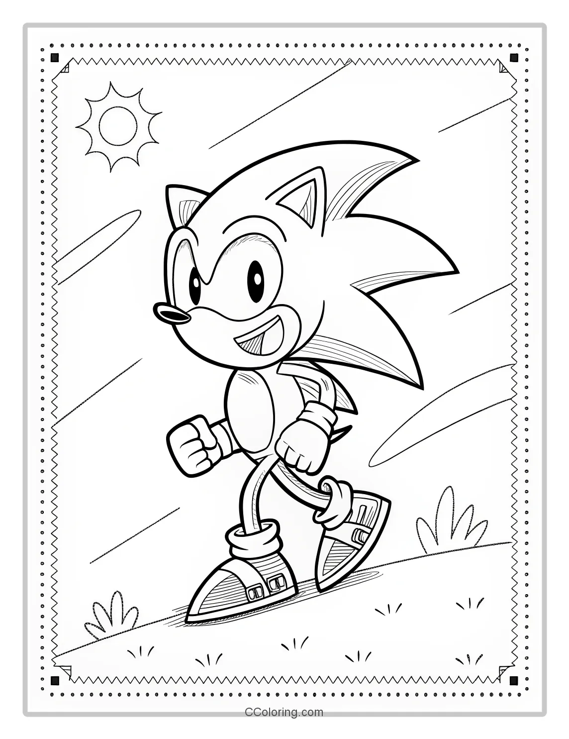 Super Sonic Coloring Pages Bold Outlines