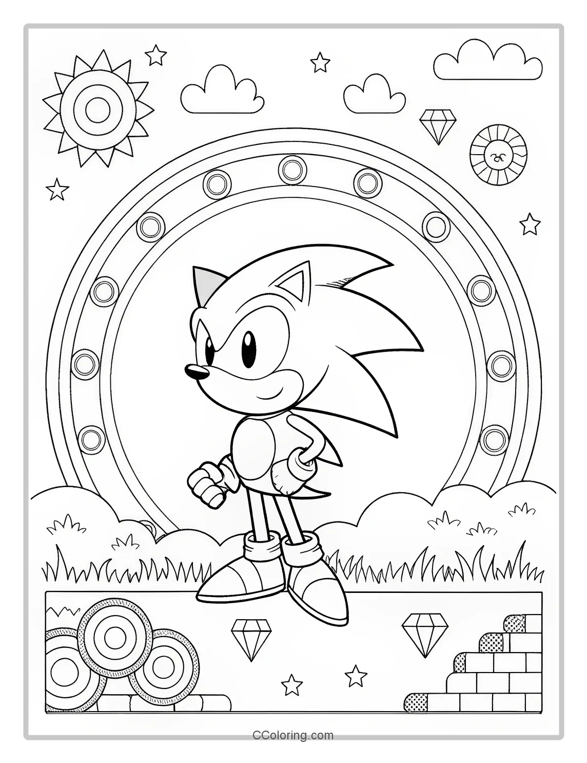 Super Sonic Coloring Pages Classic Design with Simple  Retro Inspired Themes