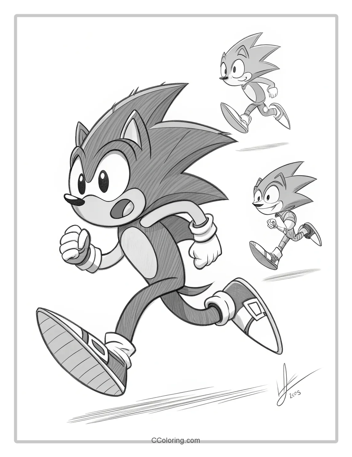 Super Sonic Coloring Pages Classic High Speed Pose