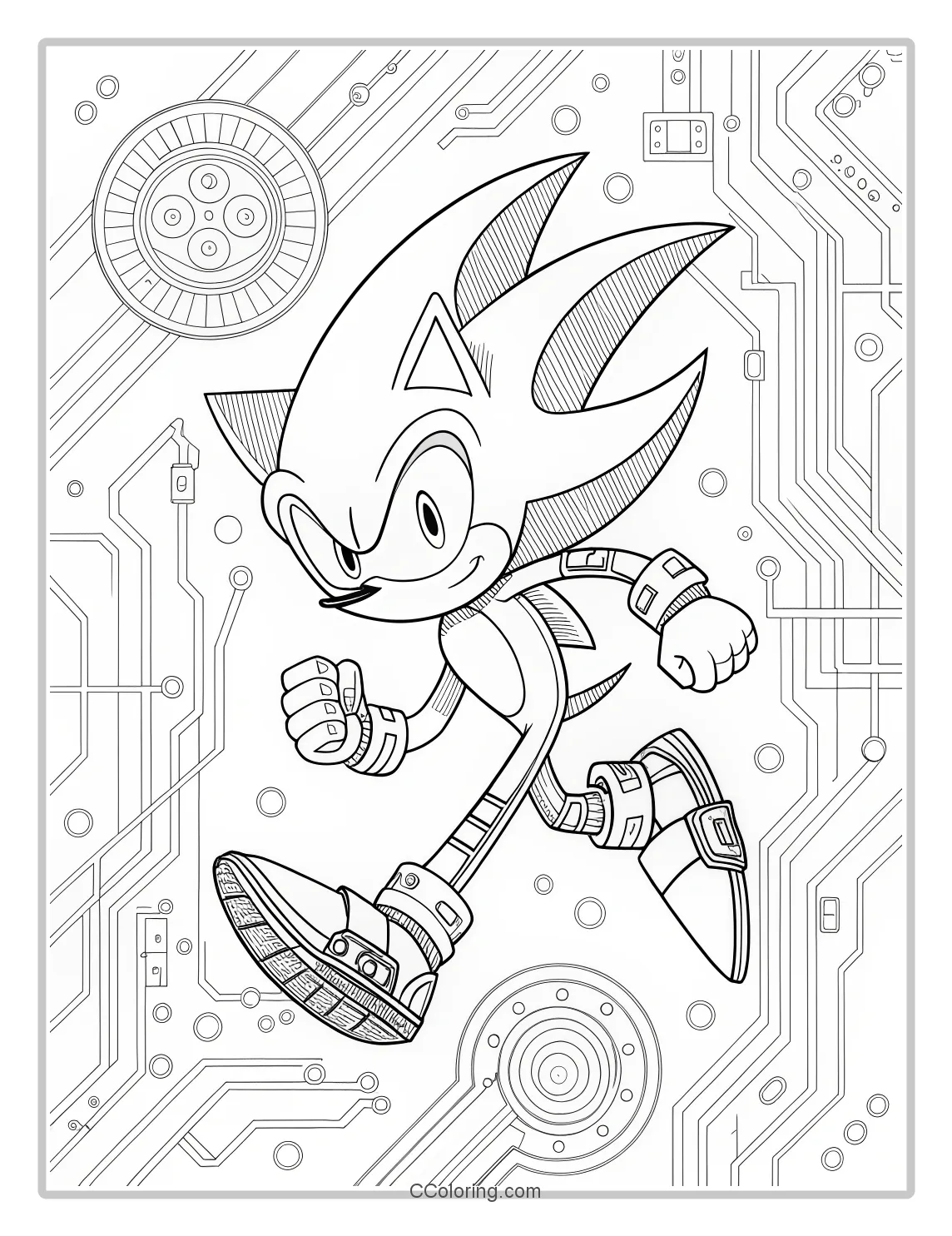 Super Sonic Coloring Pages Futuristic Tech Textures