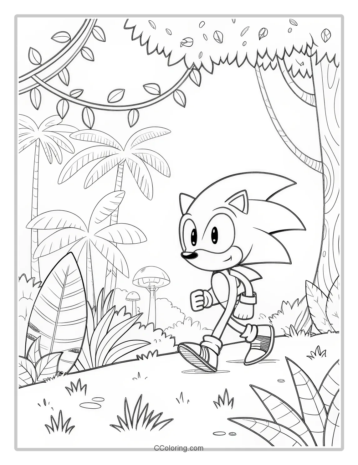 Super Sonic Coloring Pages Jungle Backgrounds