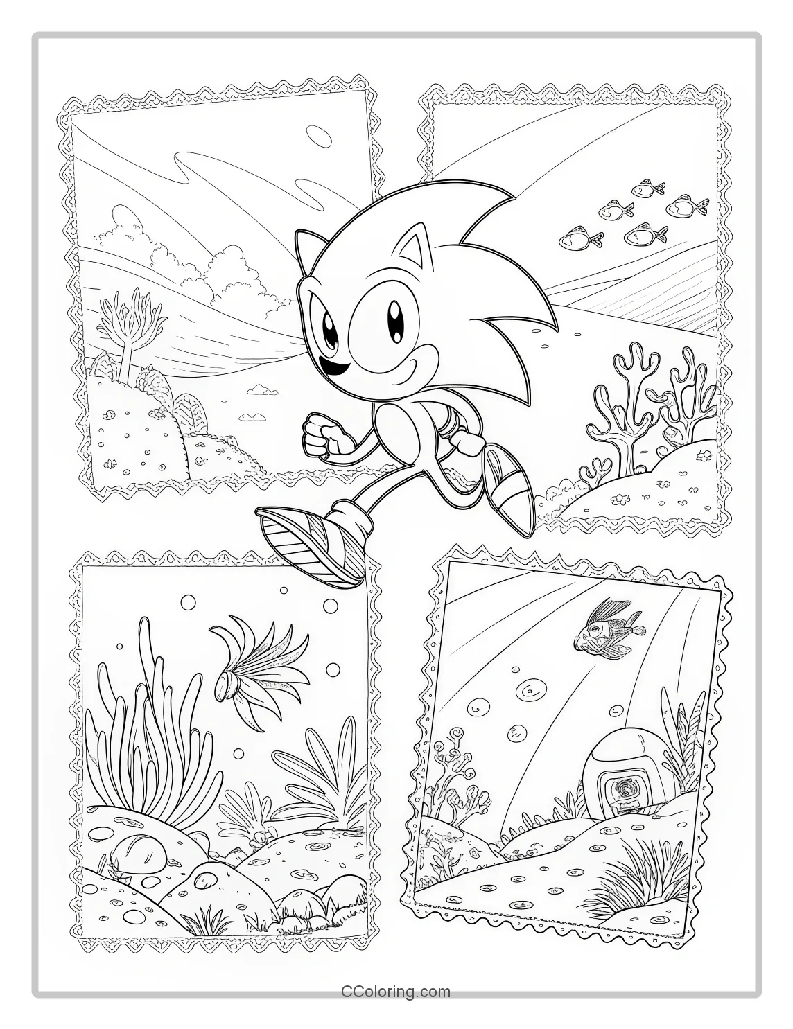 Super Sonic Coloring Pages Oceanic Adventure