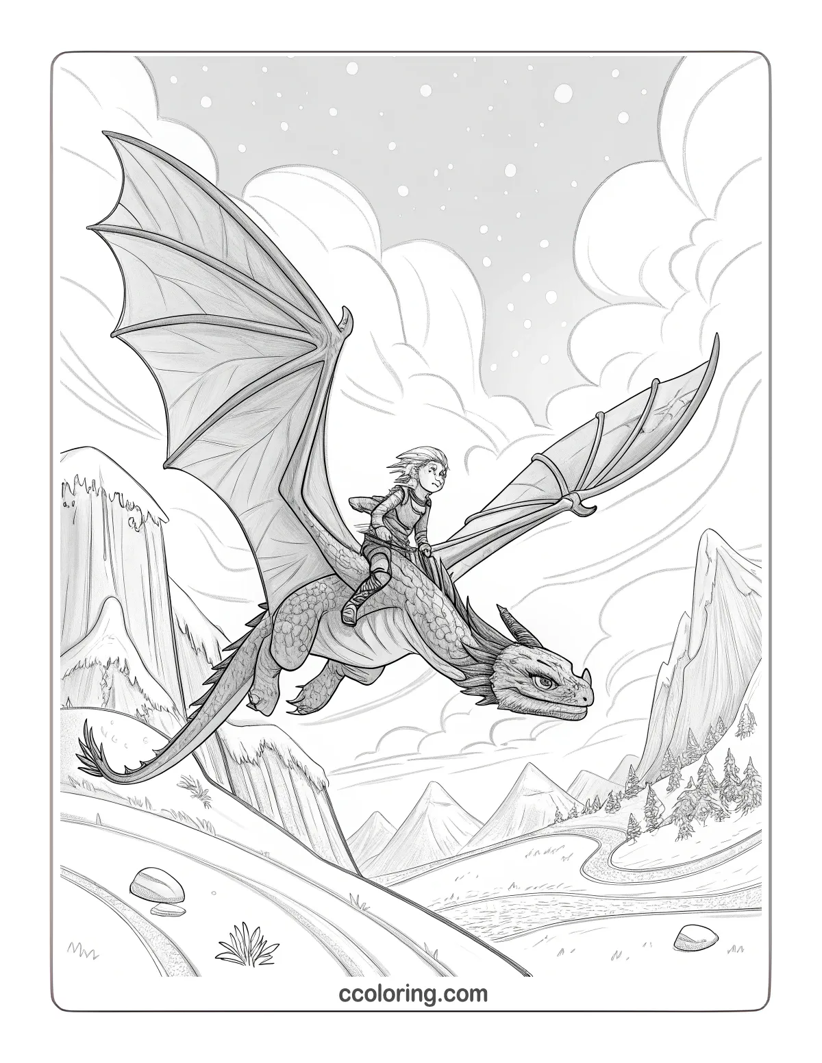 Viking teenager riding a Night Fury dragon
