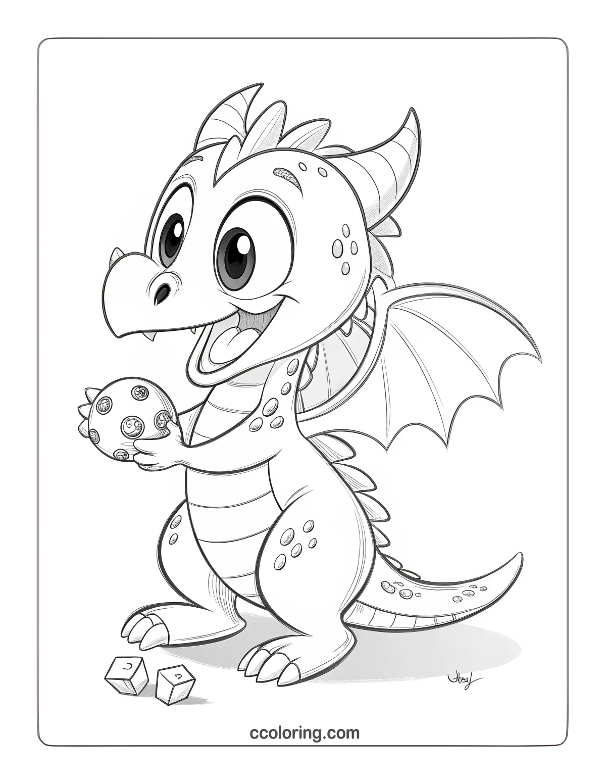 baby Zippleback dragon playing with a small toy