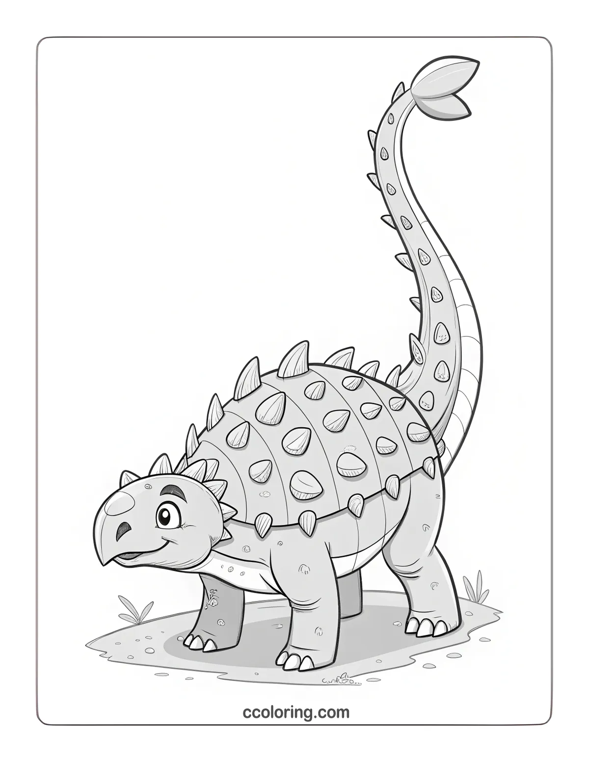 dragon coloring pages Ankylosaurus image 1200x1552
